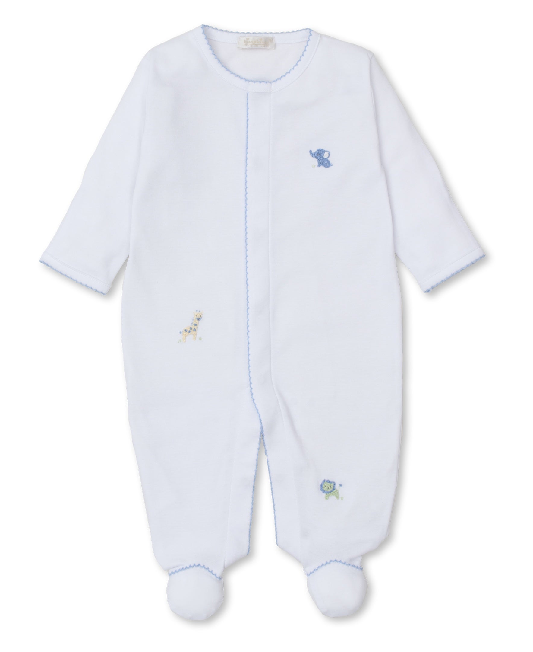 Kissy Kissy SCE Jungle Mates Footie W/Hand Emb White/Blue KBQ11115N-K191 5106