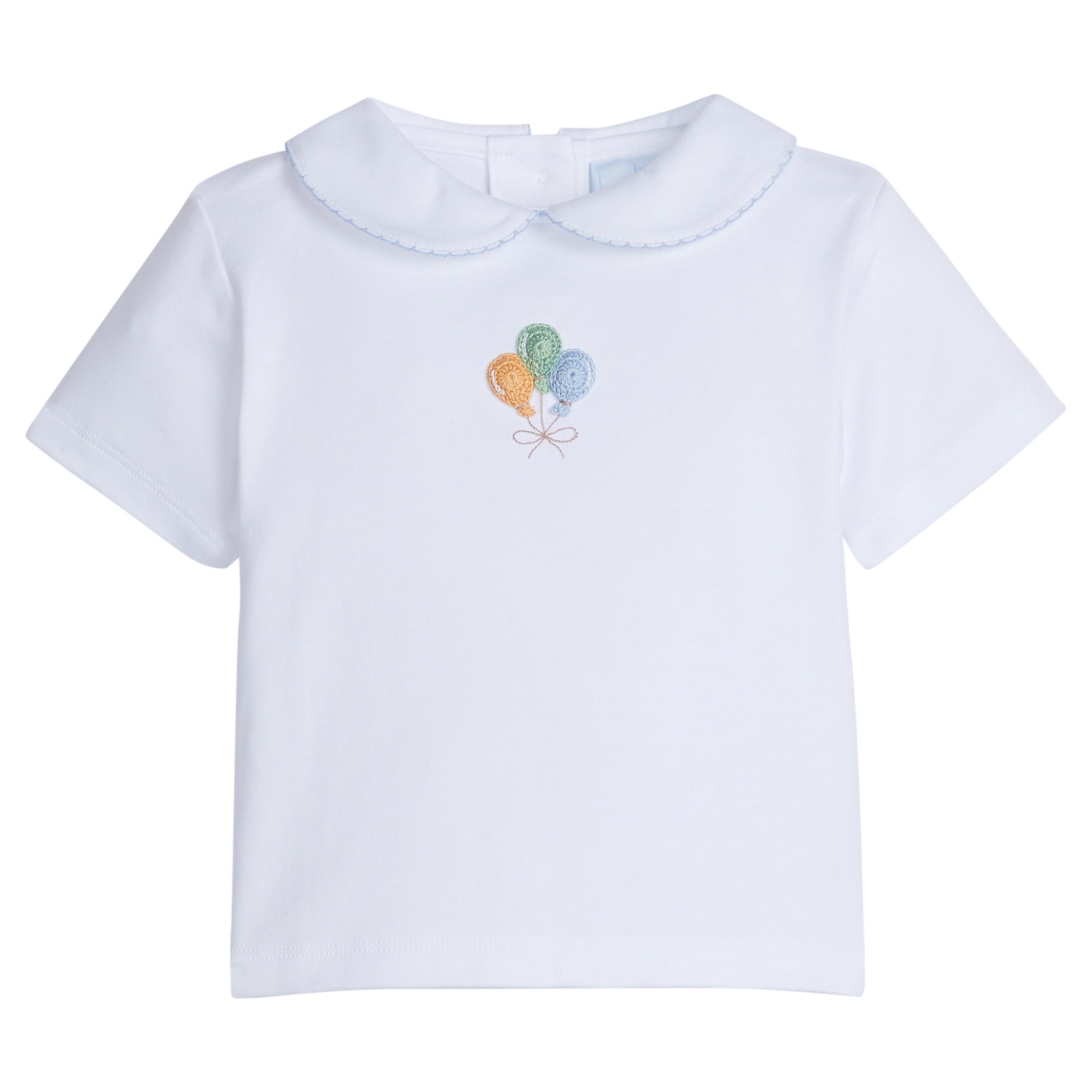 Little English Crochet Peter Pan Shirt Blue Balloons 5202