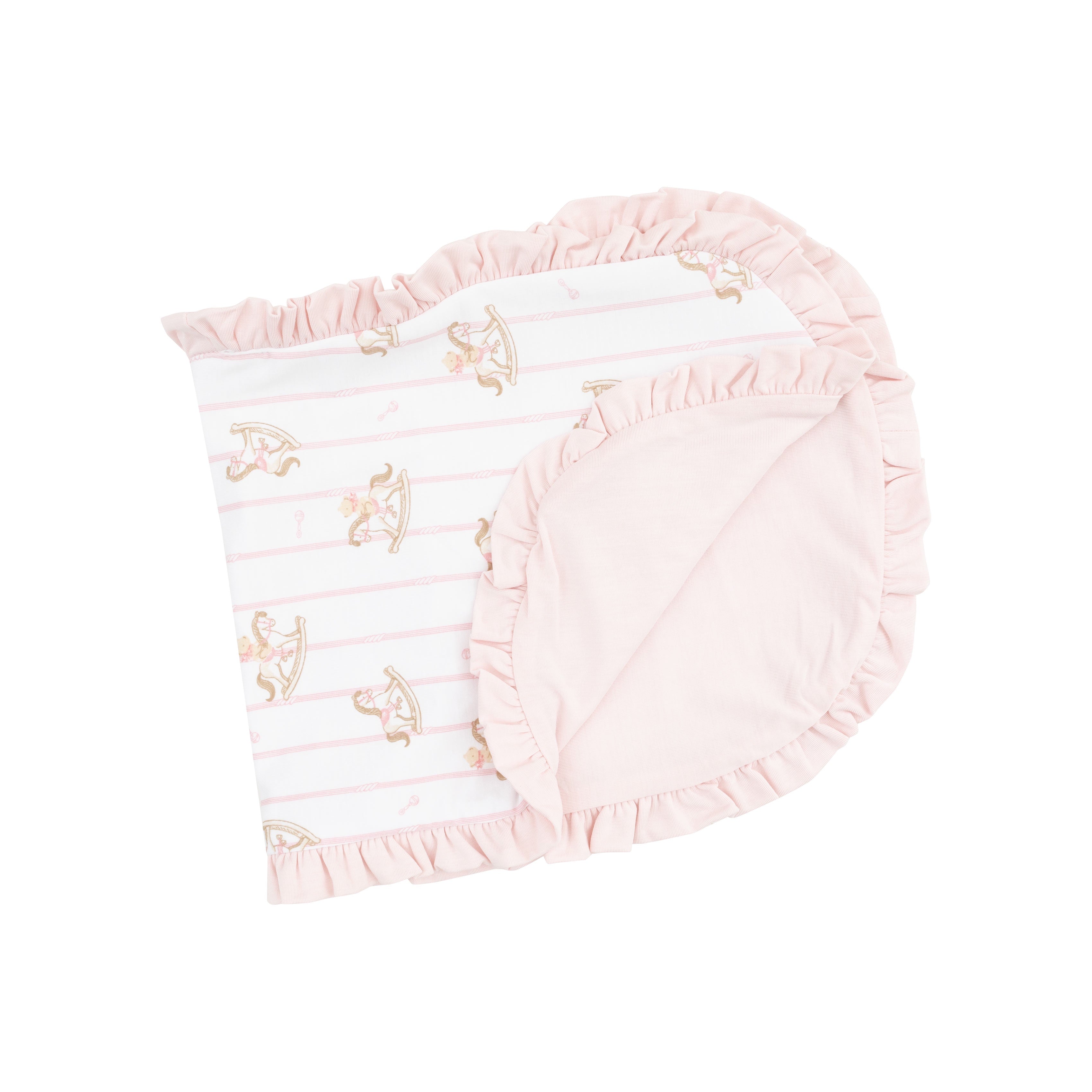 Angel Dear Vintage Rocking Horse Pink Ruffle Burp Cloth 5203