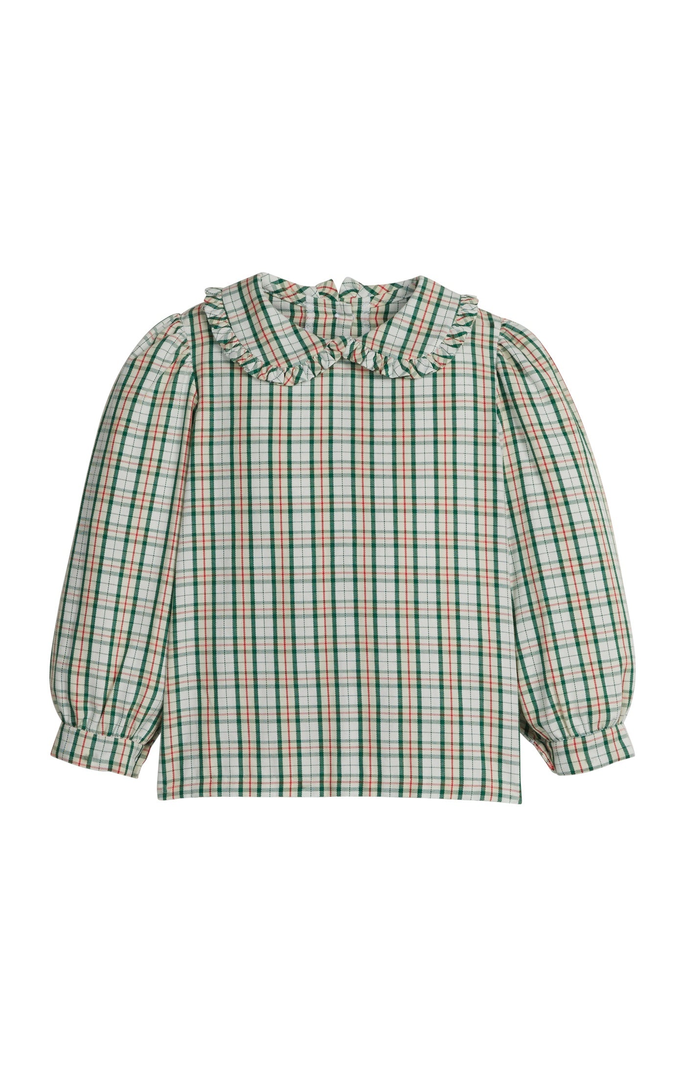 Little English Ruffled Peter Pan Blouse Mistletoe Tartan 5209