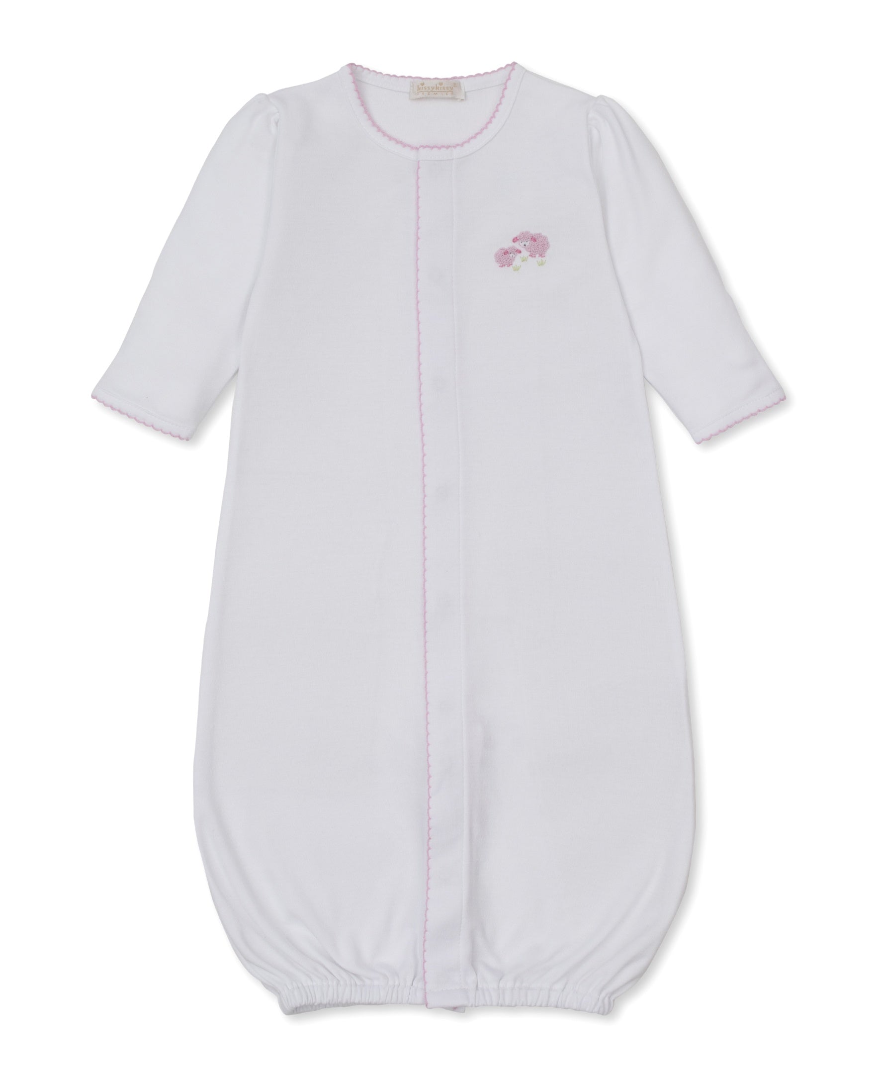 Kissy Kissy Premier Sweet Sheep Converter Gown W/Hand Emb White/Pink KGW13739N 5211