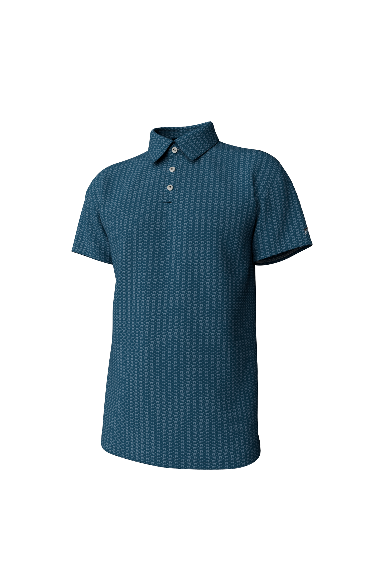 Southern Point Youth Heritage Print Greyton Performance Polo Mallard Blue Mountain YP317 5209