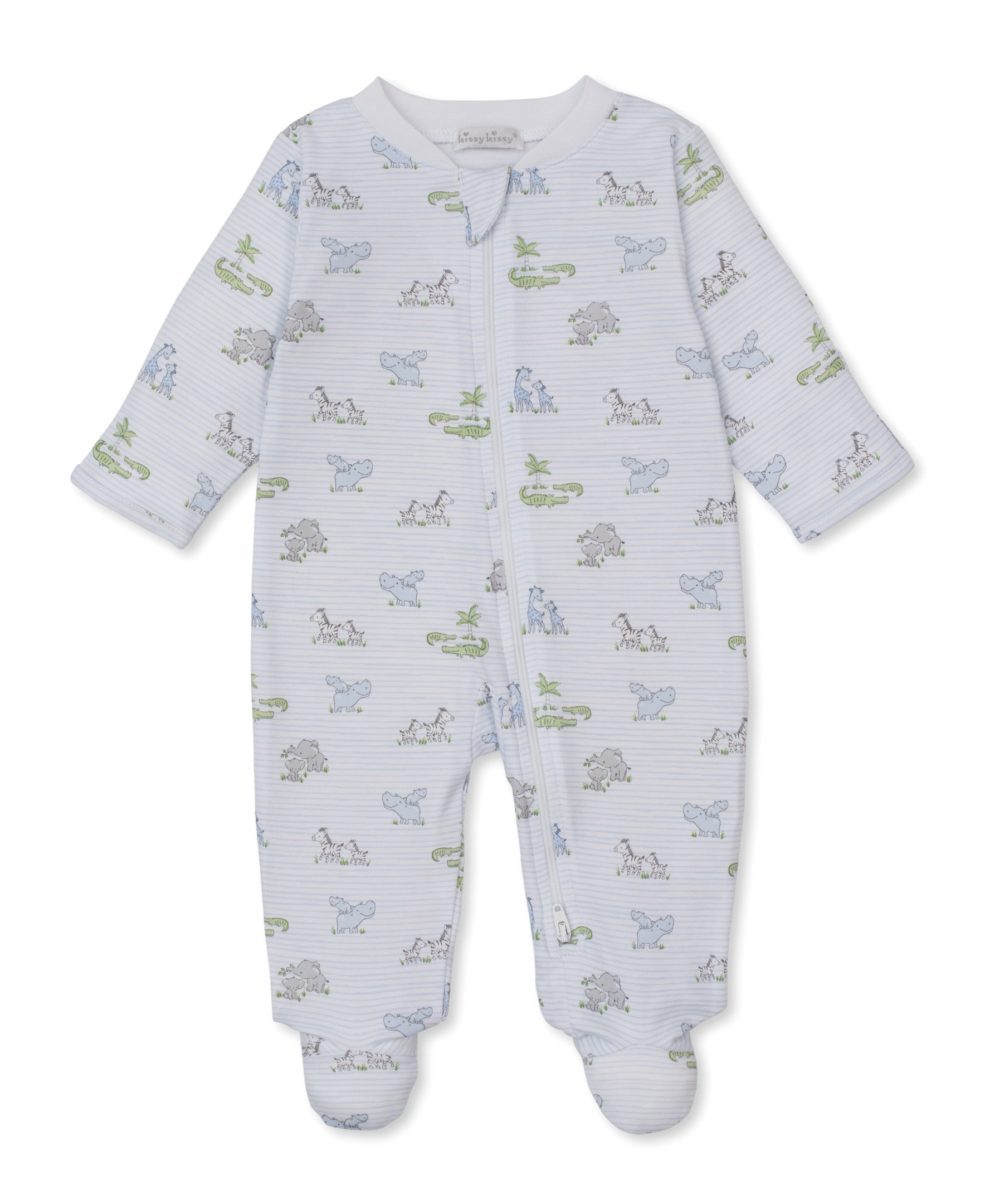 Kissy Kissy Safari Party Footie W/Zip PRT Blue KBQ14053N-K494 5301