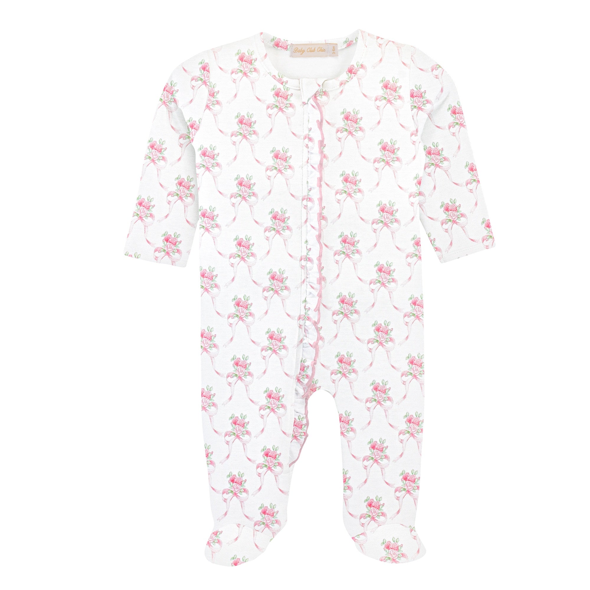 Baby Club Sweet Bows Zipper Footie w/Ruffle FOO76317 5301