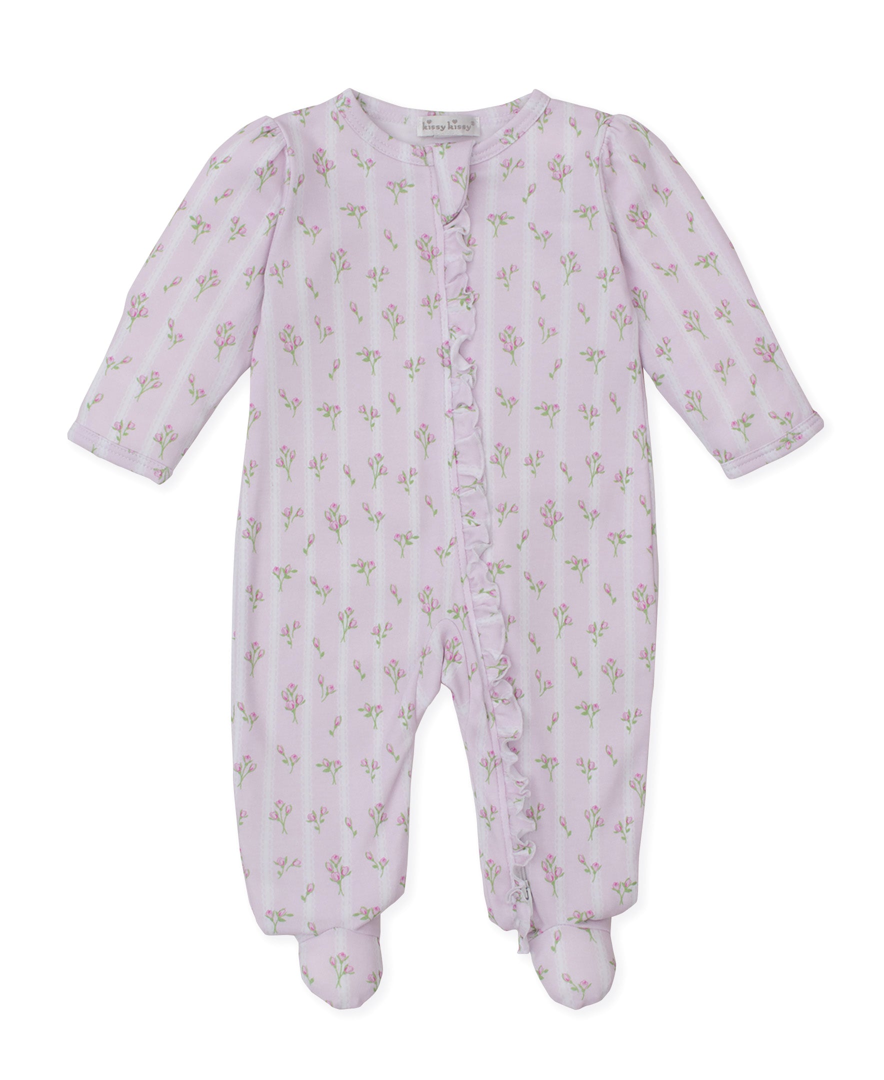 Kissy Kissy Ribbon Stripe Bouquets Footie W/Zip 5206
