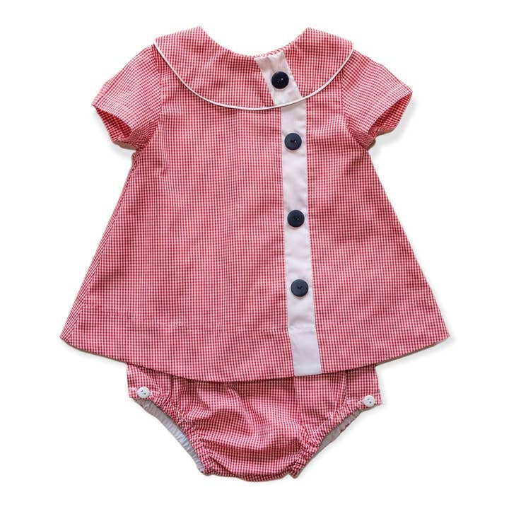 Angels & Company Walker Berry Check Diaper Set W/White Trim 5301