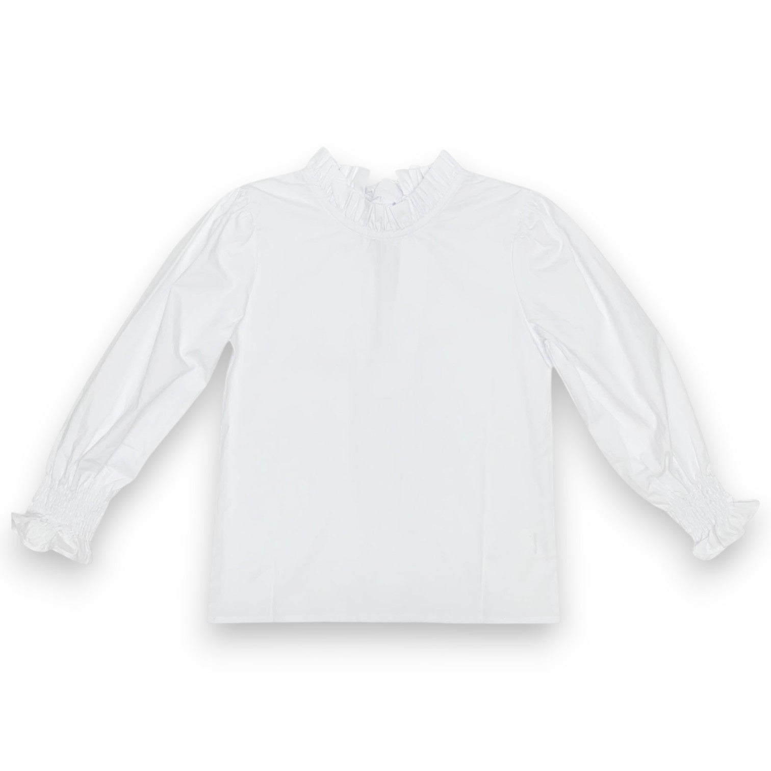 Lulu Bebe White Ruffle Collar Tie Back Shirt Lyn-White 5208