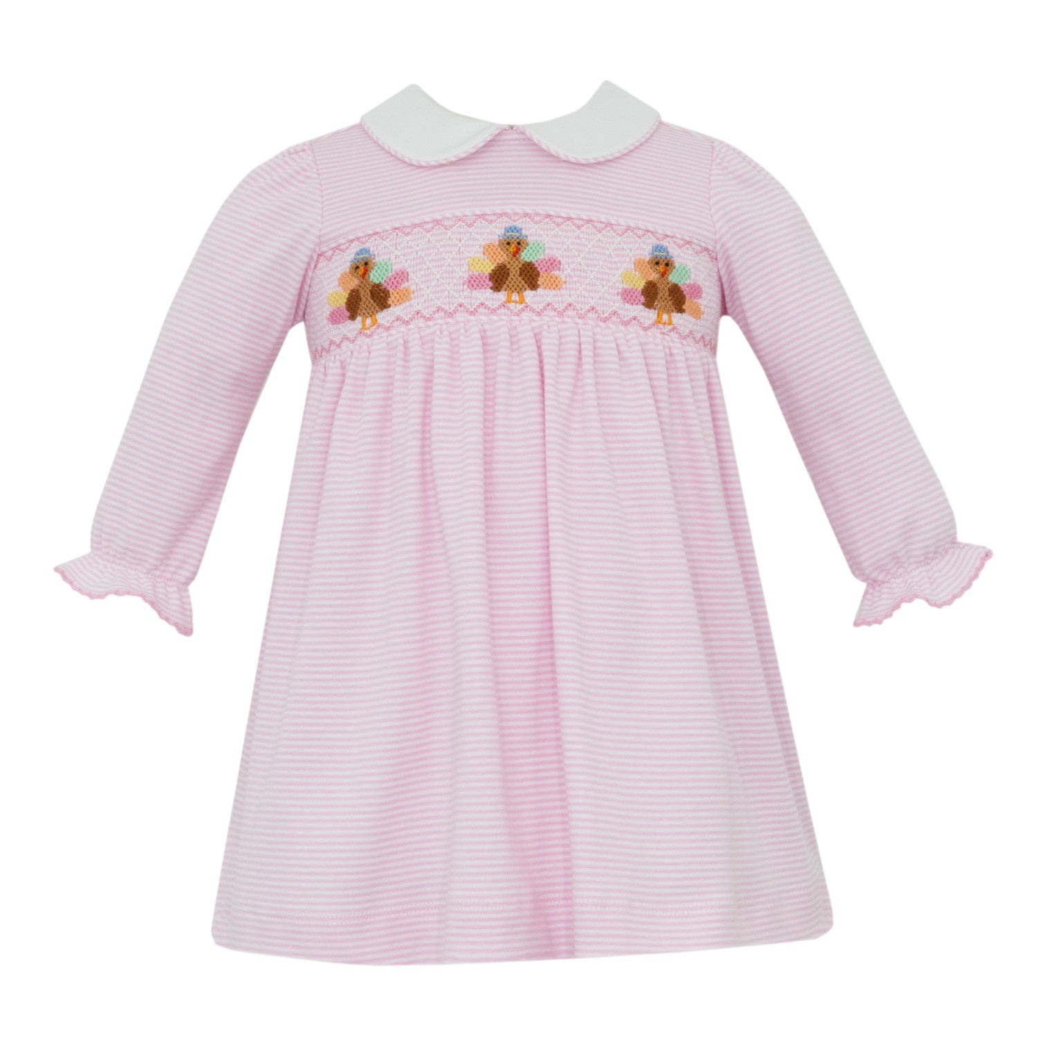Petit Bebe Turkey Girl's Pink Knit Stripe Dress L/S 438DL-MF25 5209