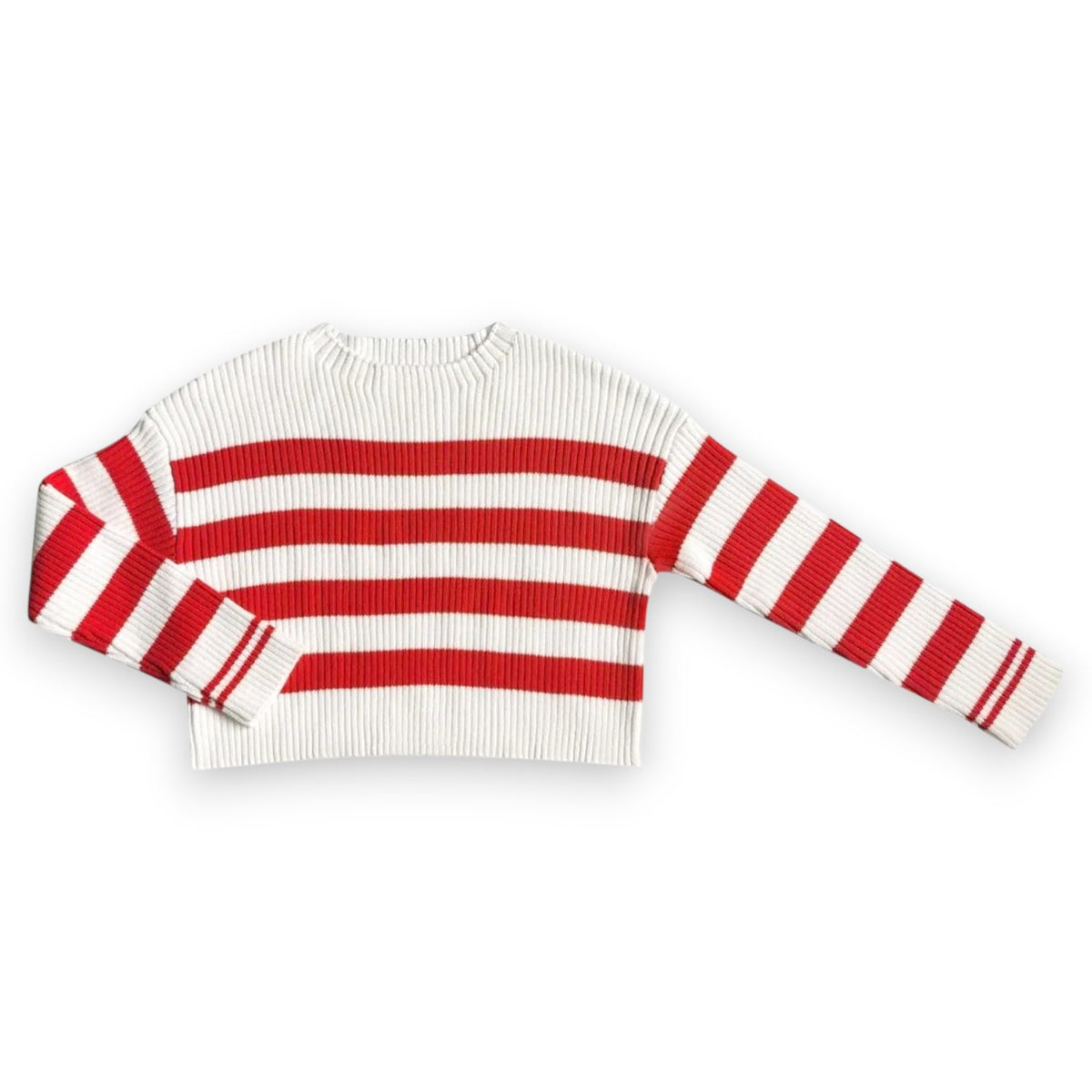 Little Olin White & Red Stripe Cotton Sweater FW2635