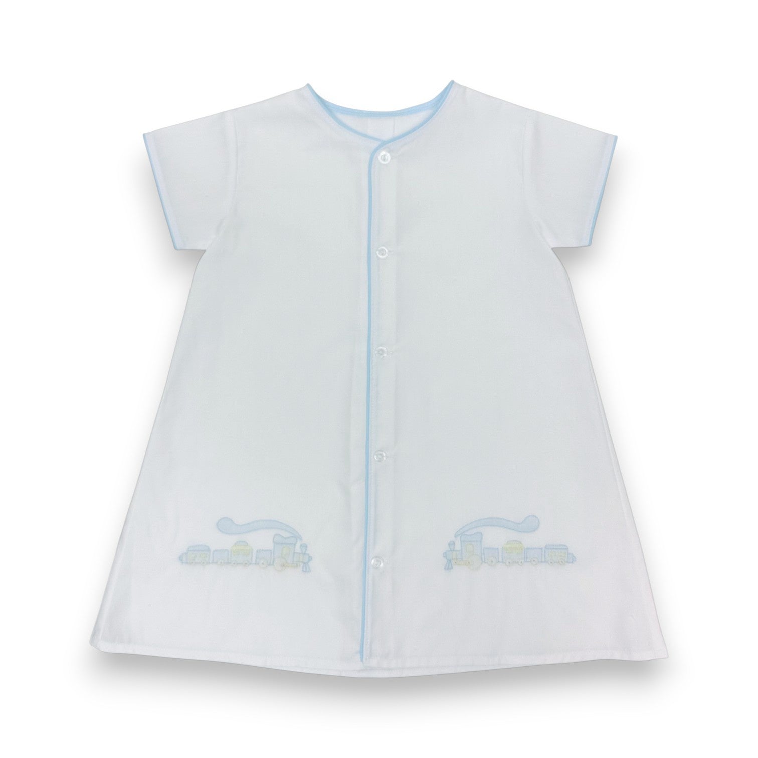 Auraluz White/Blue Daygown W/Train Shadow Emb 310B-WBTRAN 5304