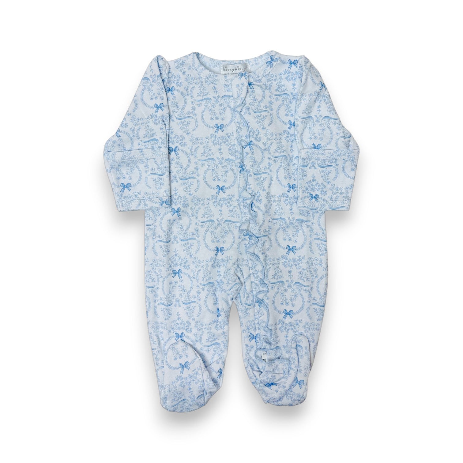 Kissy Kissy Delicate Blooming Bows Footie W/Zip PRT KGQ14328N