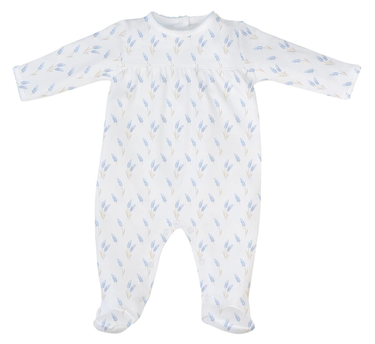 Lyda Baby White Footie Wheat Spikes Footie PP121-7101B 5007