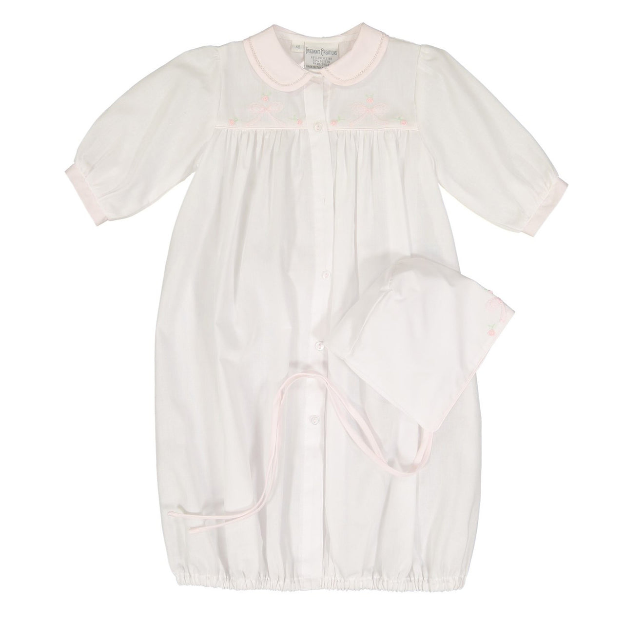 Feltman Preemie Embroidered Bow Take Me Home Gown & Hat Set P1153 5009