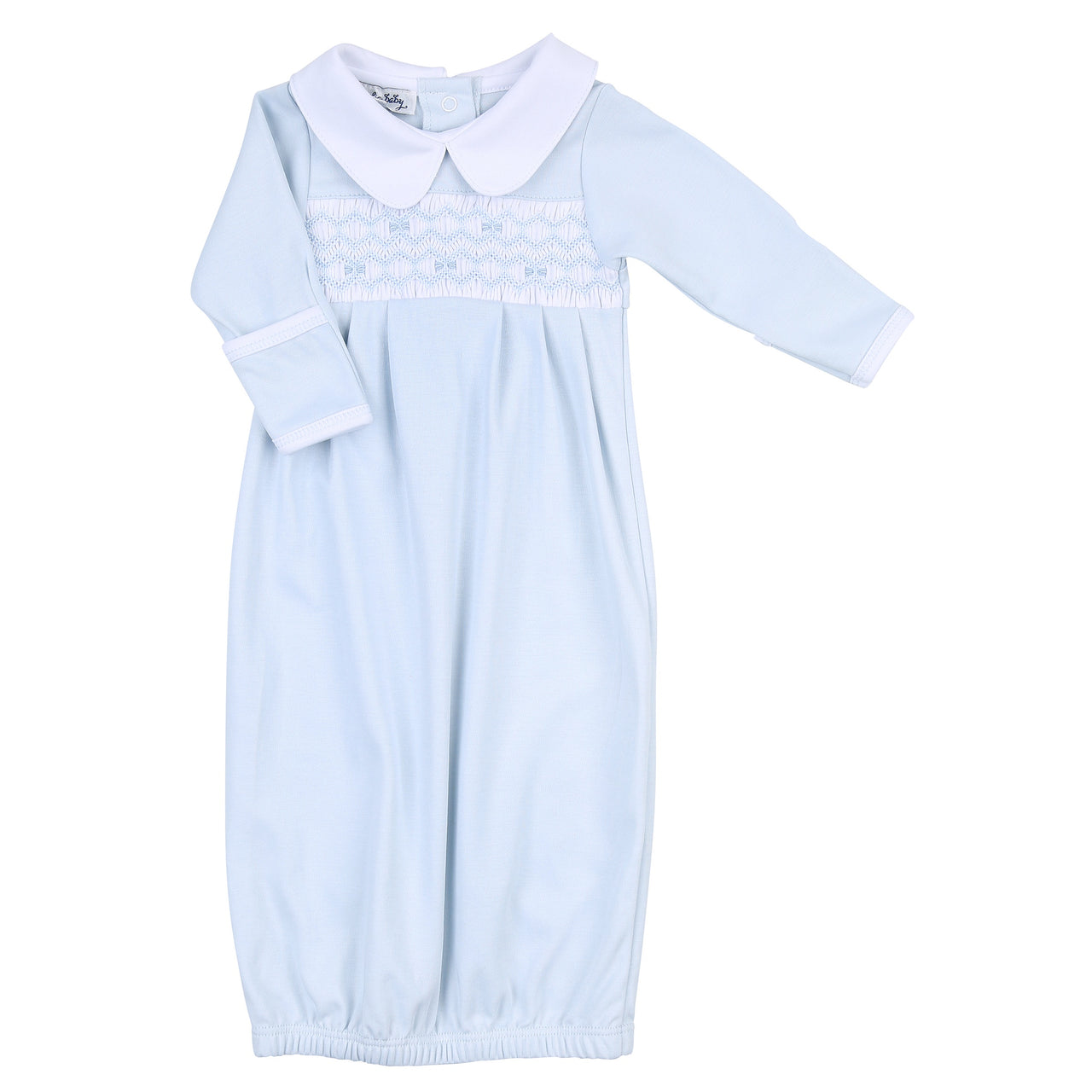 Magnolia Baby Fiona Phillip Smock Collared Pleated Gown Light Blue 1406-392 5008