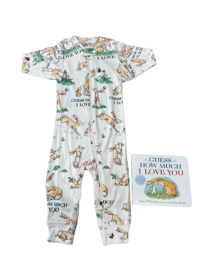 Books to Bed Baby Coverall & Book Set Cream 18ILU2