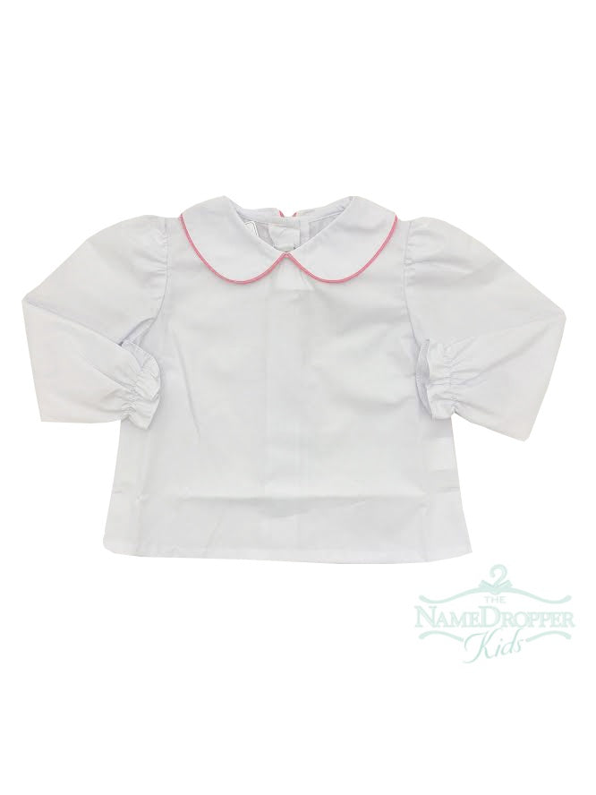 Name Dropper PL Peter Pan Collar White Shirt W/Pink Piping ZBF19-SPBGBALS-WP52