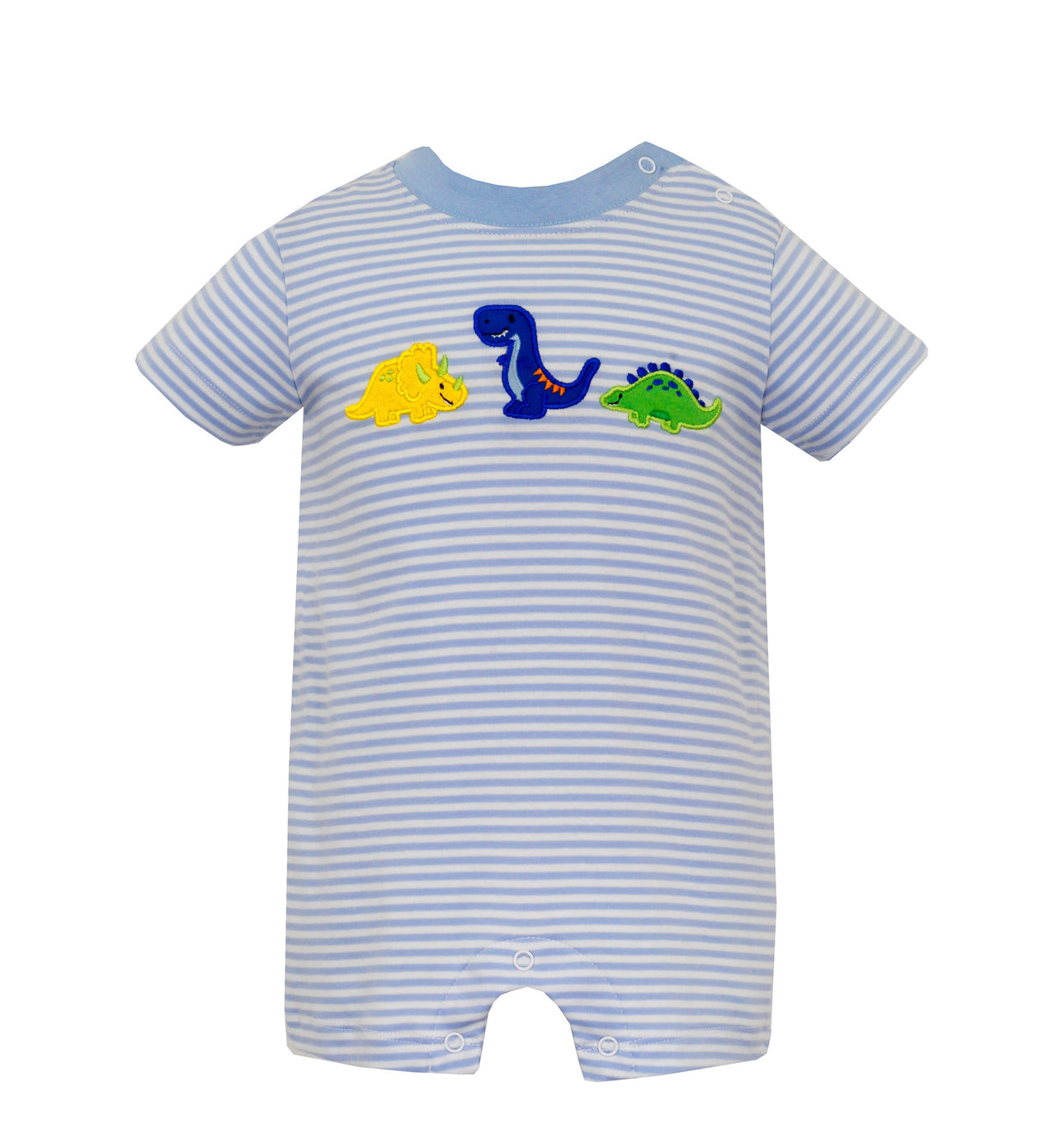Claire & Charlie Dinosaurs Lt Blue Knit stripe Boy's Romper 5050H-CS24 5101