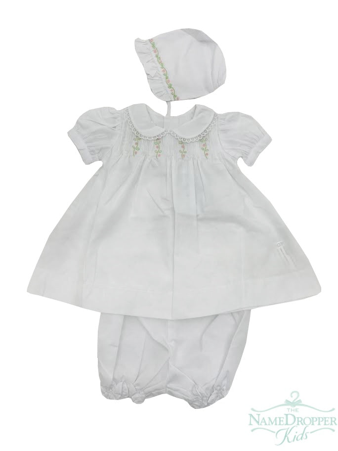 Mom and Me White Dress W/Hat & Panty Floral Embroidery 9280