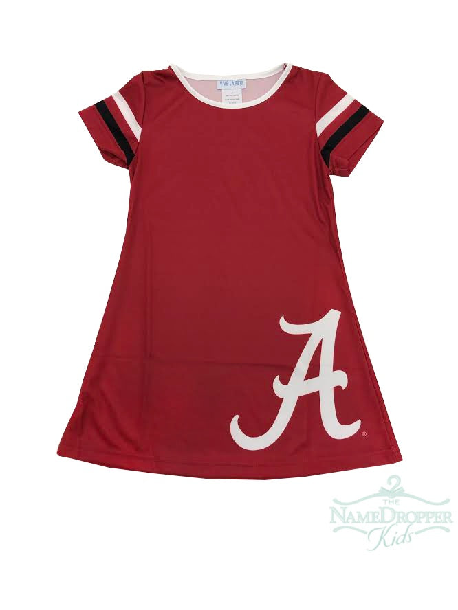 Vive La Fete Alabama Big Logo Red Stripes Short Sleeve Aline Dress NALA01ALDSBR