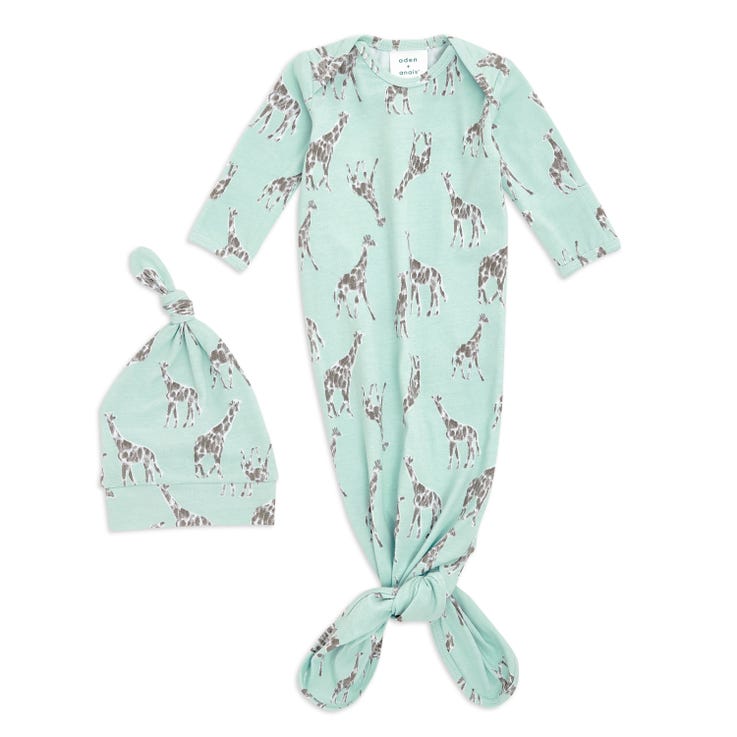 Aden & Anais Knotted Gown + Hat Set (0-3)