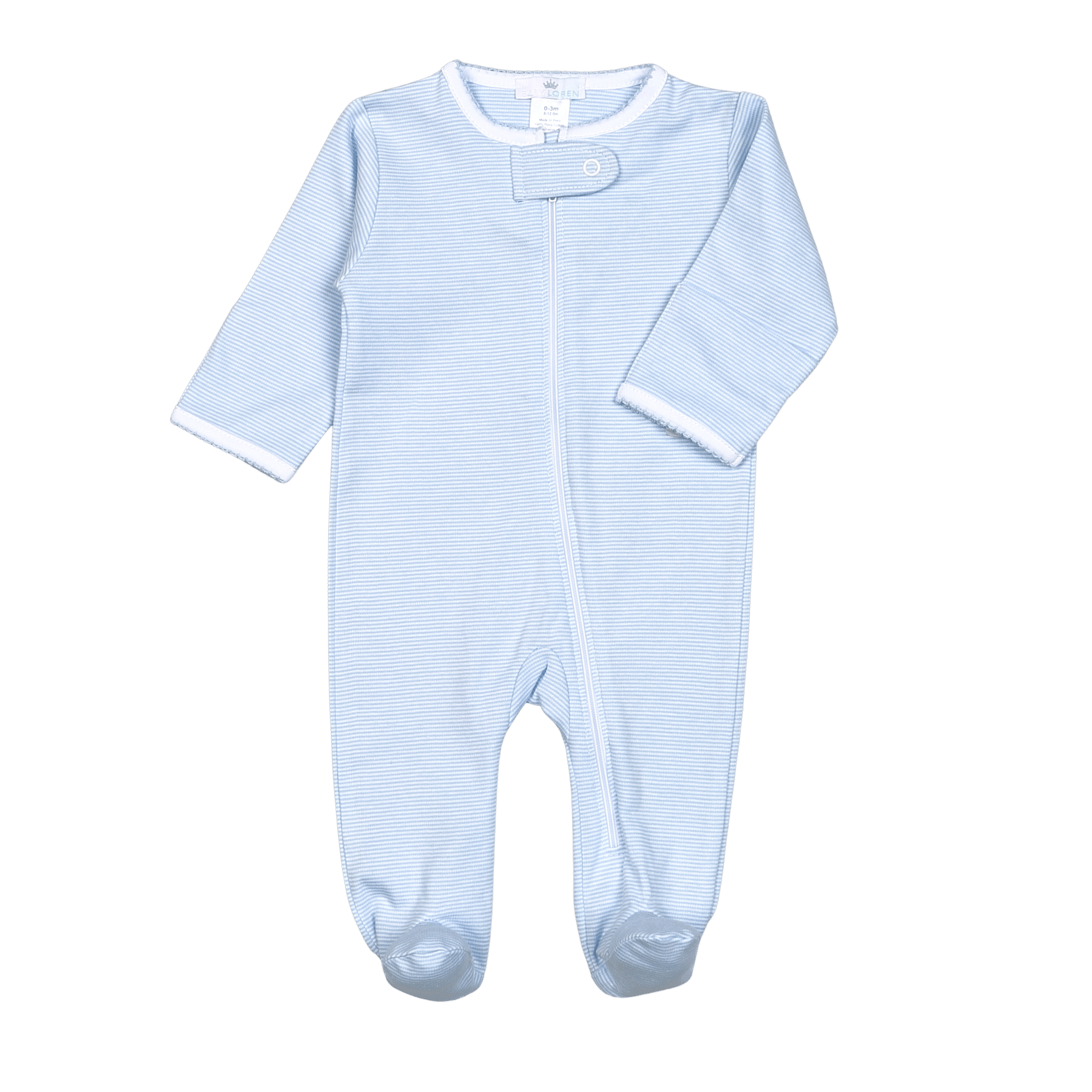 Baby Loren Blue Tiny Stripes Pima Zipper Footie BSZ-314 5101