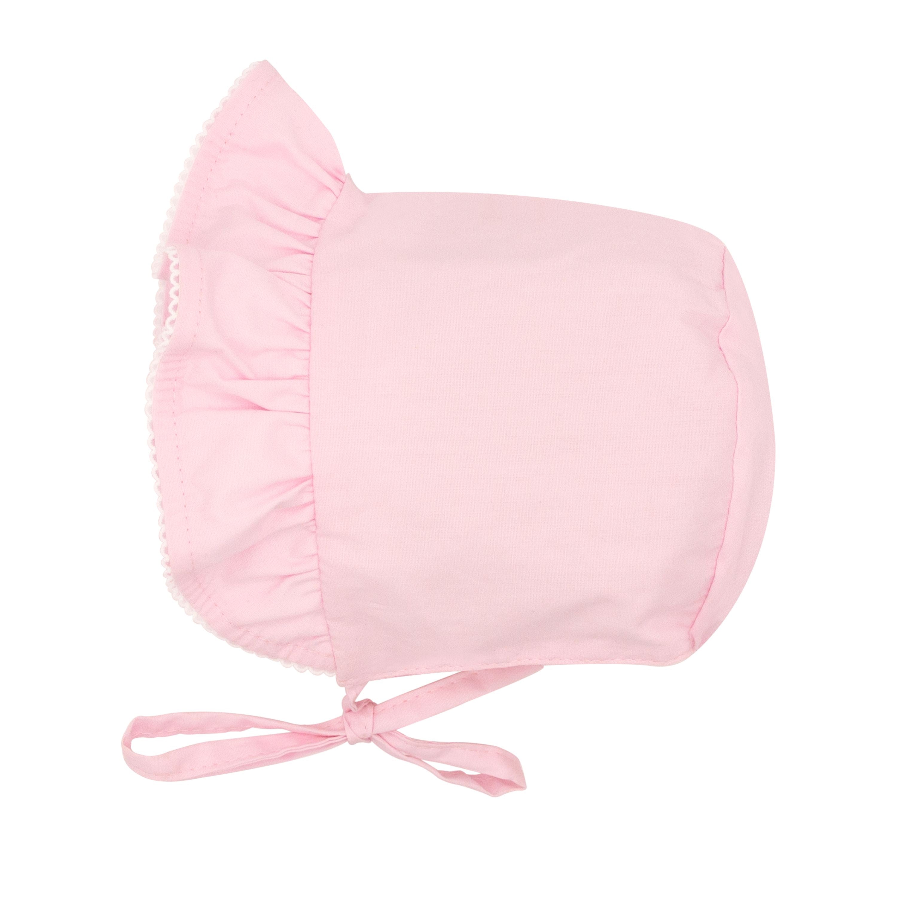 Wee Ones Pink Ruffle Moonstitch Edge Baby Bonnet