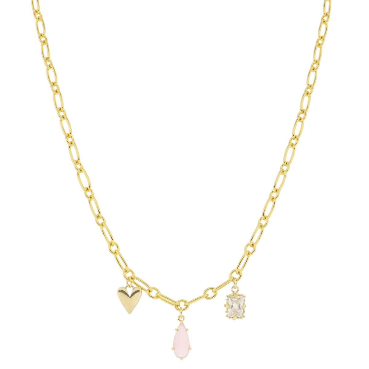 Jane Marie 18K Gold Plated Necklace w/ Teardrop Crystal & Pendants JM5875N