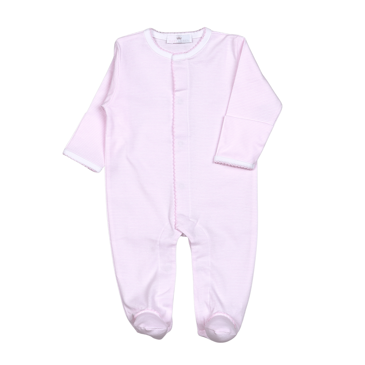 Baby Loren Pink stripes Pima Footie Pink Trim PSF-714 5101