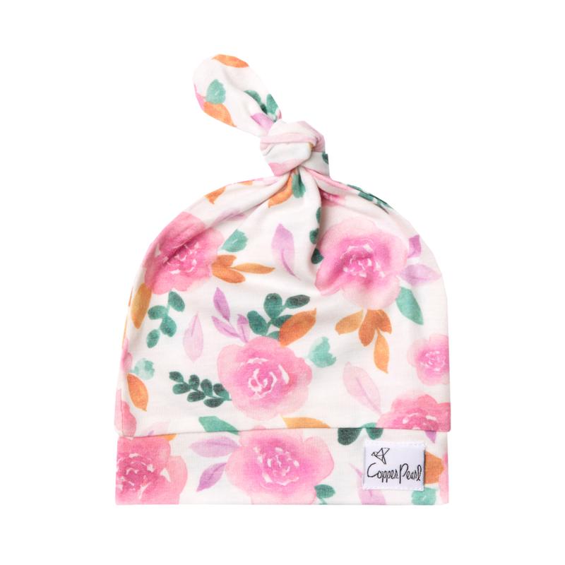 Copper Pearl Newborn Top Knot Hat