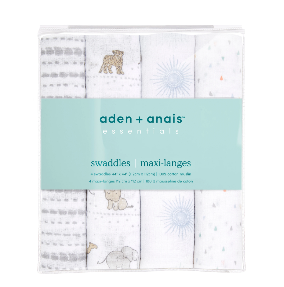 Aden & Anais Essentials Cotton Muslin 4 Pack Swaddles