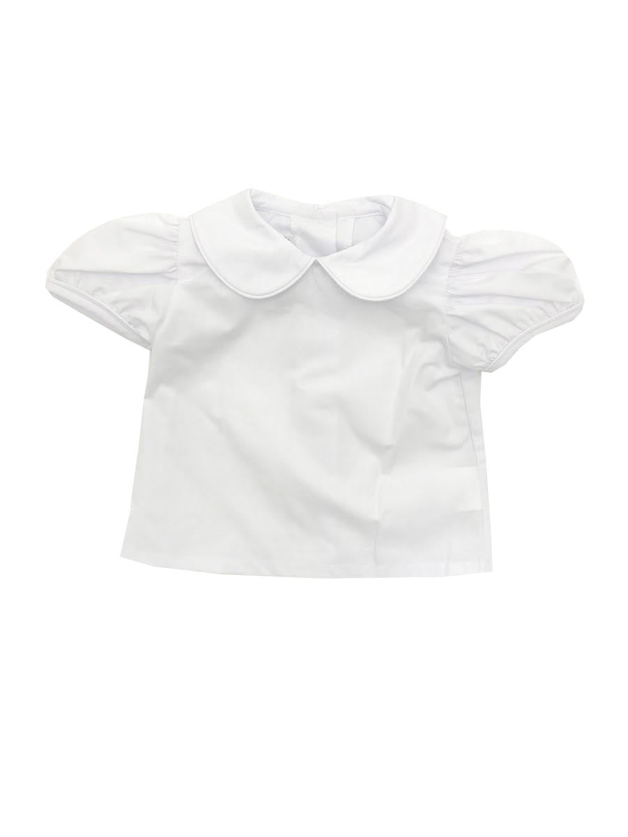 Name Dropper Pl Basic Ally Girl Peter Pan Blouse w/White Piping Woven SS 4908 ZBS19-PPIGBASS_WWPH