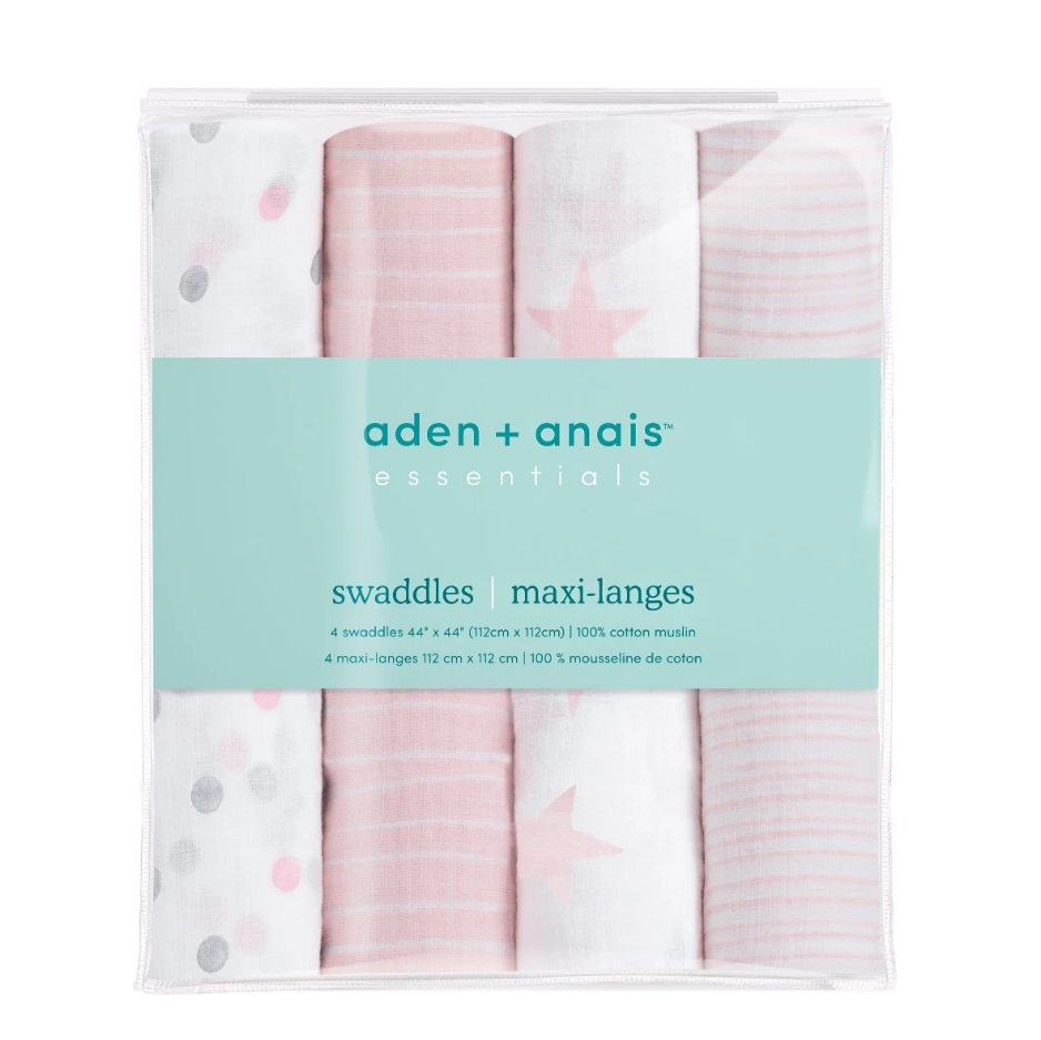 Aden & Anais Essentials Cotton Muslin 4 Pack Swaddles