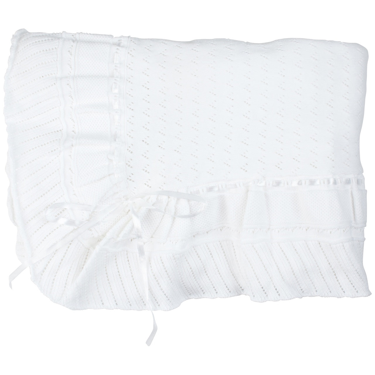 Feltman Brothers Pointelle Knit Ruffle Blanket 100