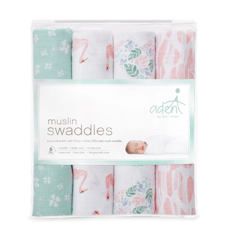 Aden & Anais Essentials Cotton Muslin 4 Pack Swaddles