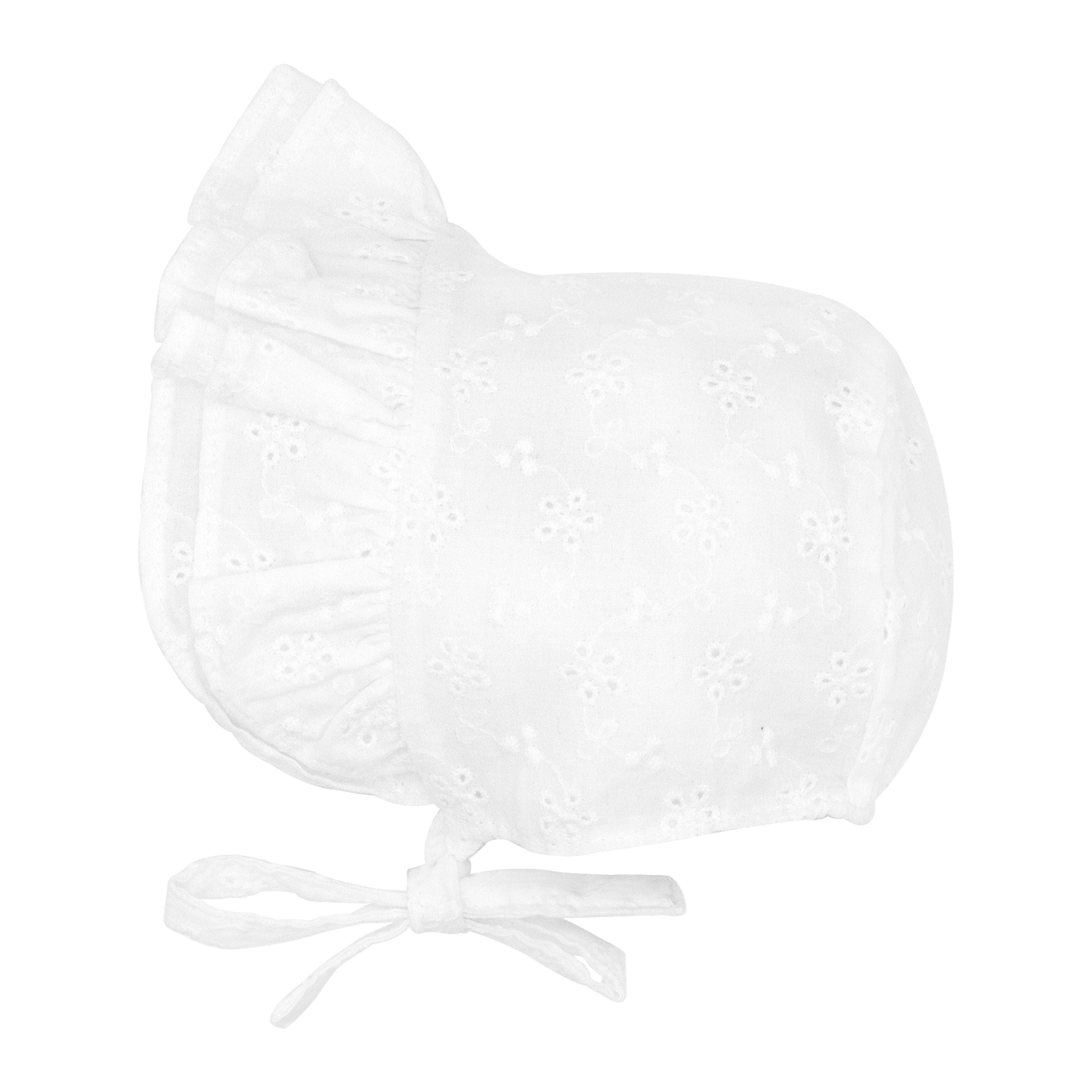 Wee Ones Eyelet Ruffle Baby Bonnet