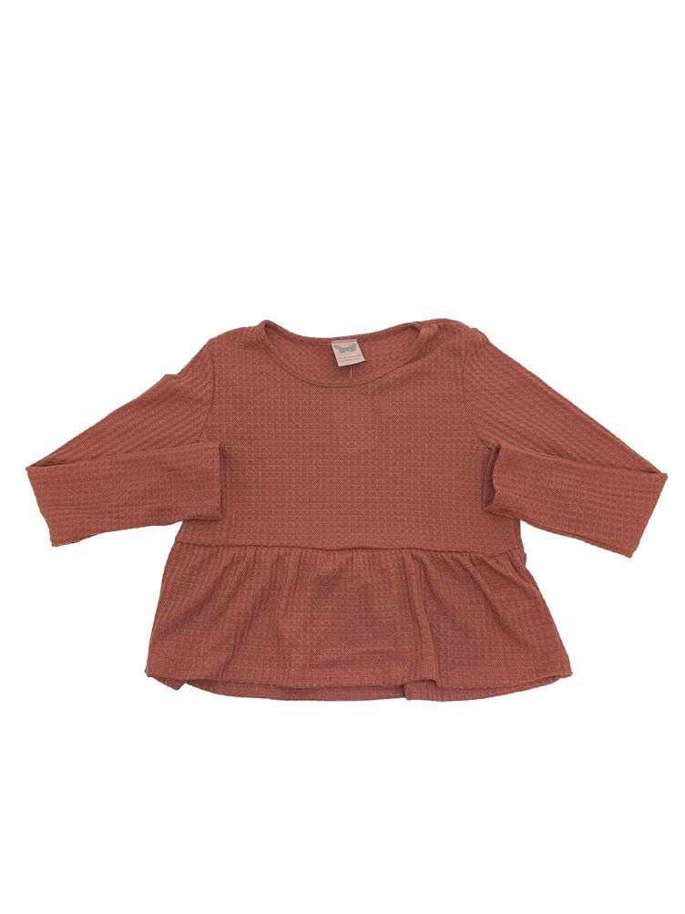 For All Seasons LS Knitted Peplum Top Salmon K1615C 5008