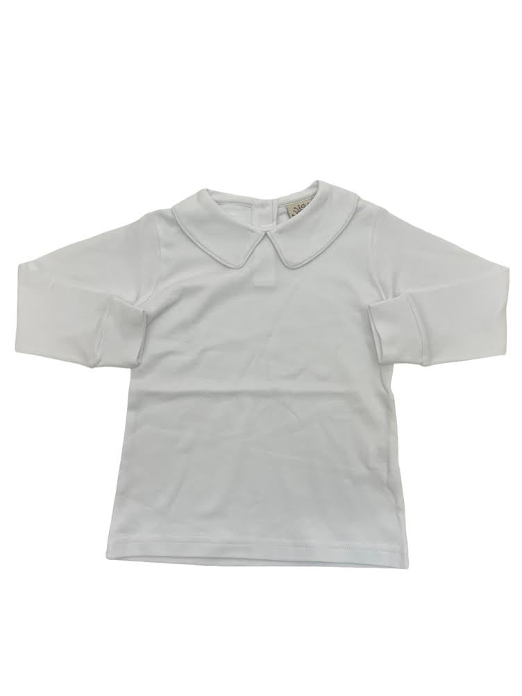 Luigi Boys L/S knit Top W/Cuffs Pointy Collar White Piped KB042 5008
