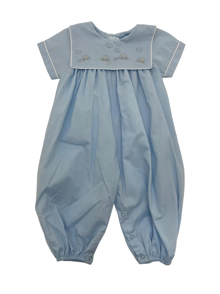 Auraluz Blue Knit Longall with Bow and Leaves Embroidery main image 1