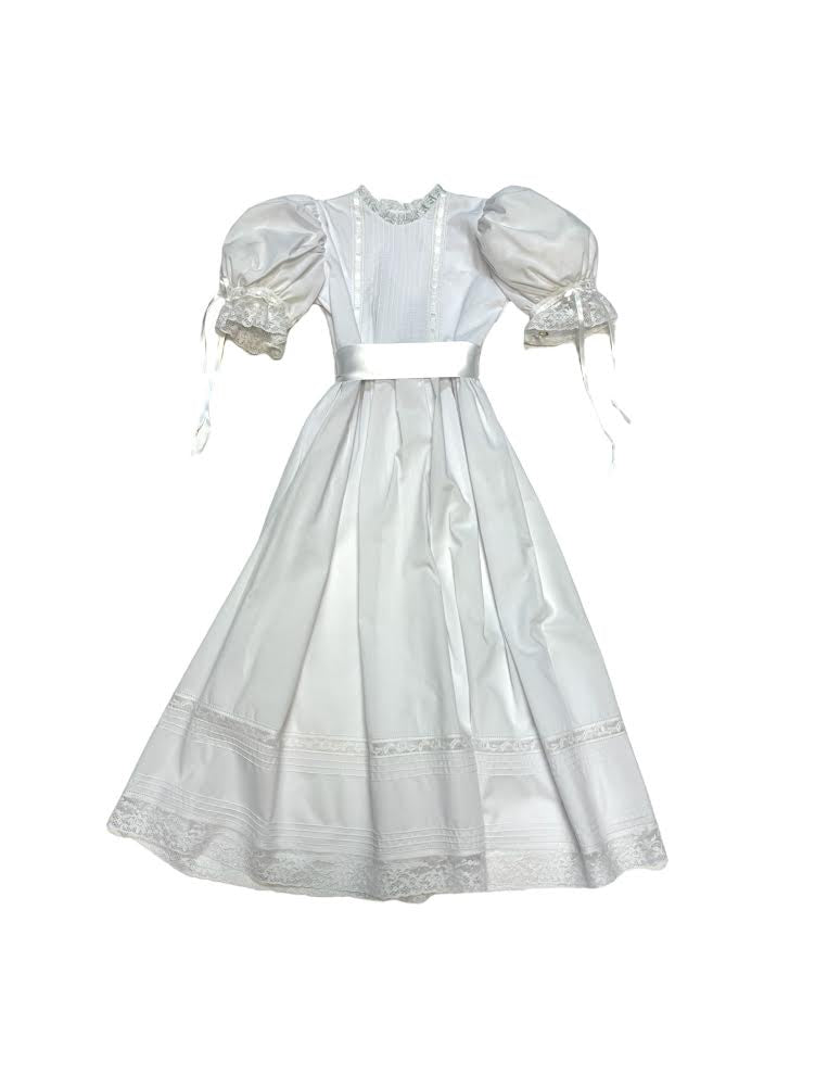 Treasured Memories White Dress W/White Lace & Ribbon W/Lace Hem & Ribbon Waist Tie S501Waisted 5011