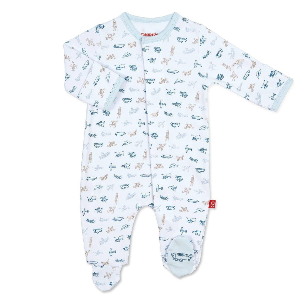 MAgnetic Me Airplanes Organic Cotton Magnetic Footie 17443