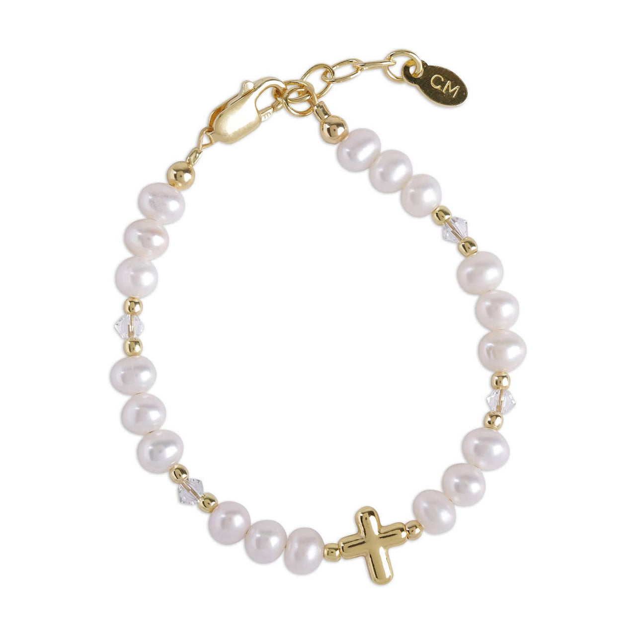 Cherished Moments Eve 14K Gold-Plated Pearl Bracelet w/ Cross