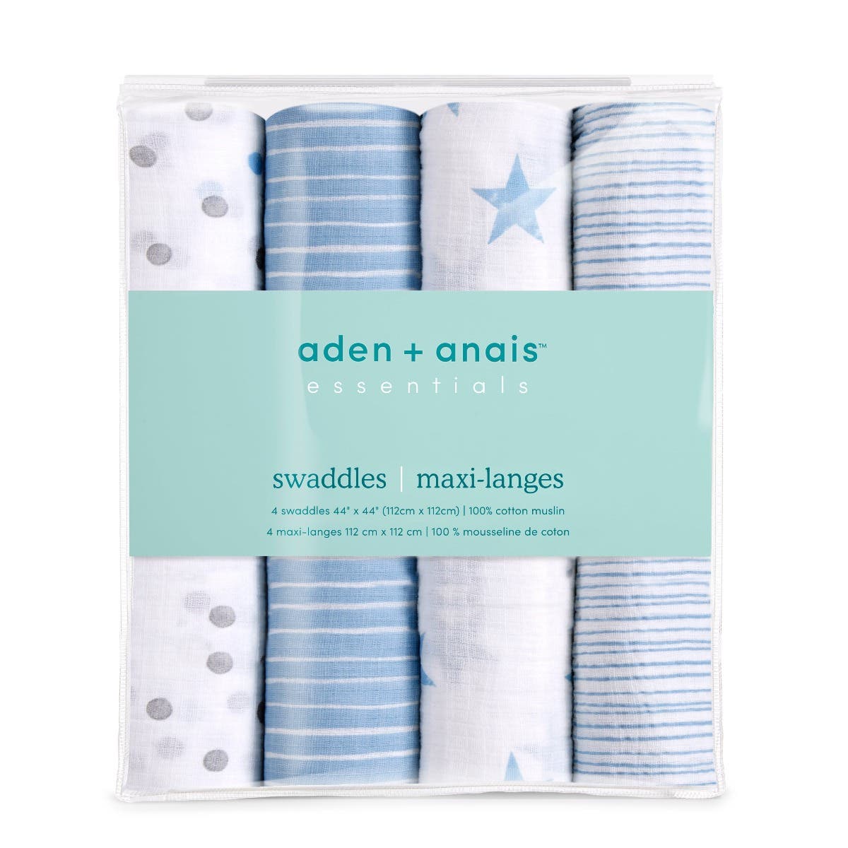 Aden & Anais Essentials Cotton Muslin 4 Pack Swaddles
