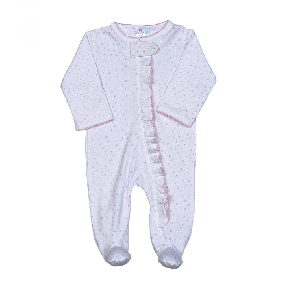 Baby Loren Pink Tiny Dots Pima Zipper Footie PDZ-314 5103