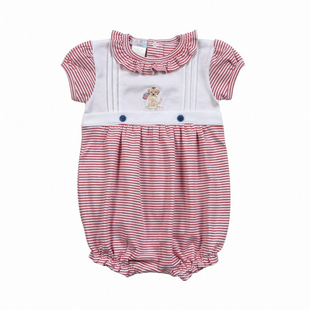 Baby Loren American Flag Hand Embroidered Bubble 5103