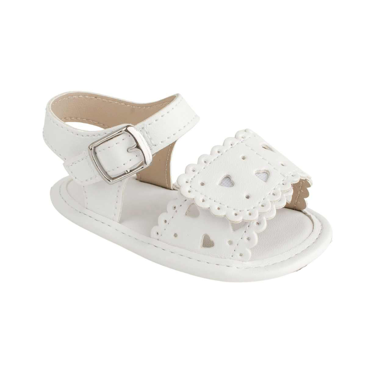Baby Deer Patricia White Double Closure Sandals w/ Heart Accents 4555