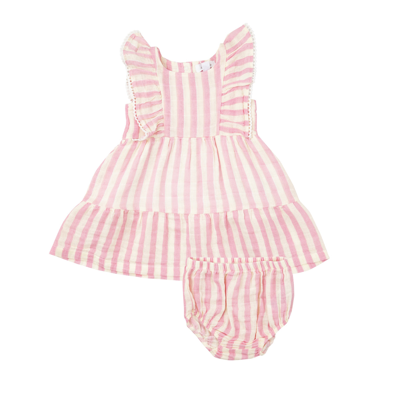 Angel Dear Pink Stripe Picot Edged Dress & Diaper Cover 557-S24 5101