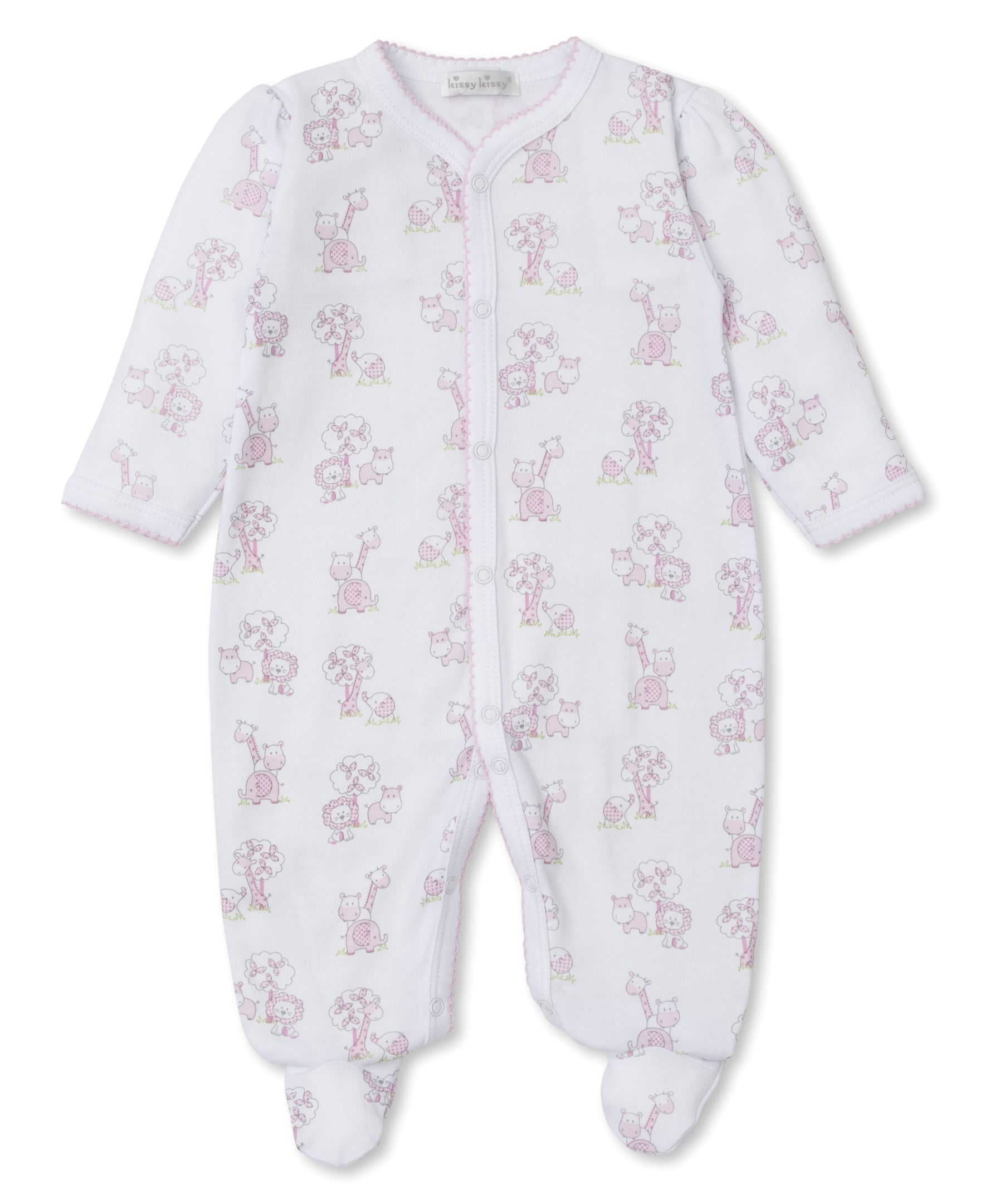 Kissy Kissy Gingham Jungle Footie PRT Pink KGQ10384N-K650 5101