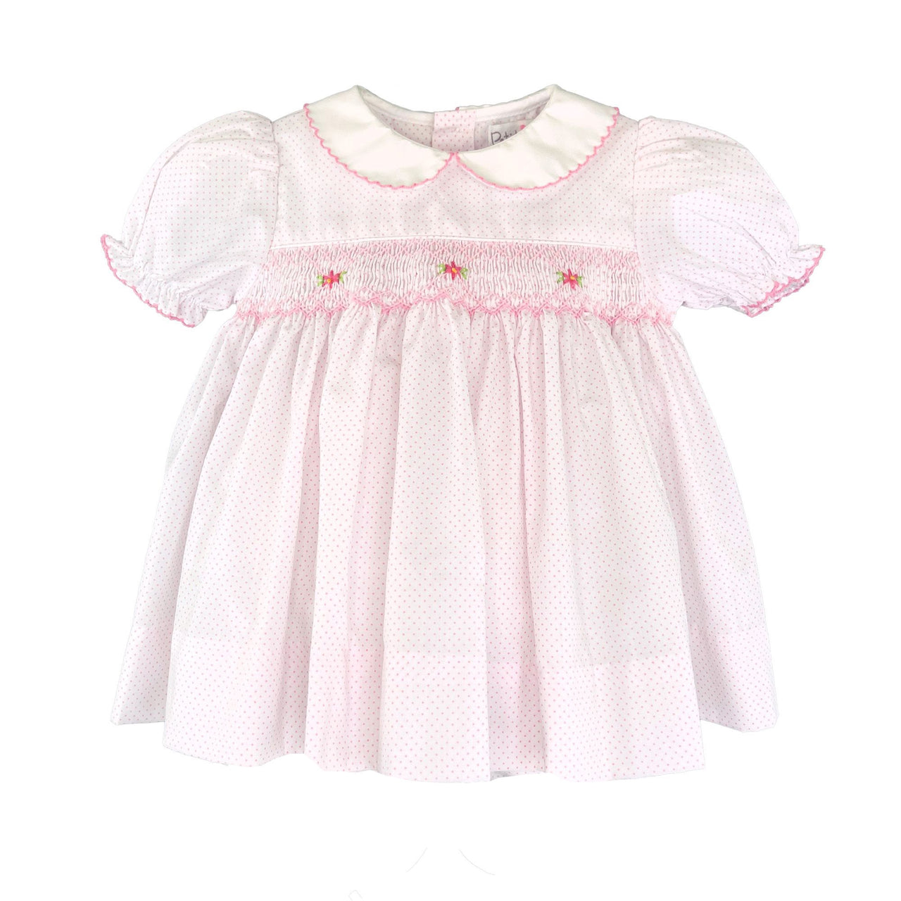 Petit Ami Dress/Bloomer W/Corded Smocking White/Pink 2147/3147/4147 5102