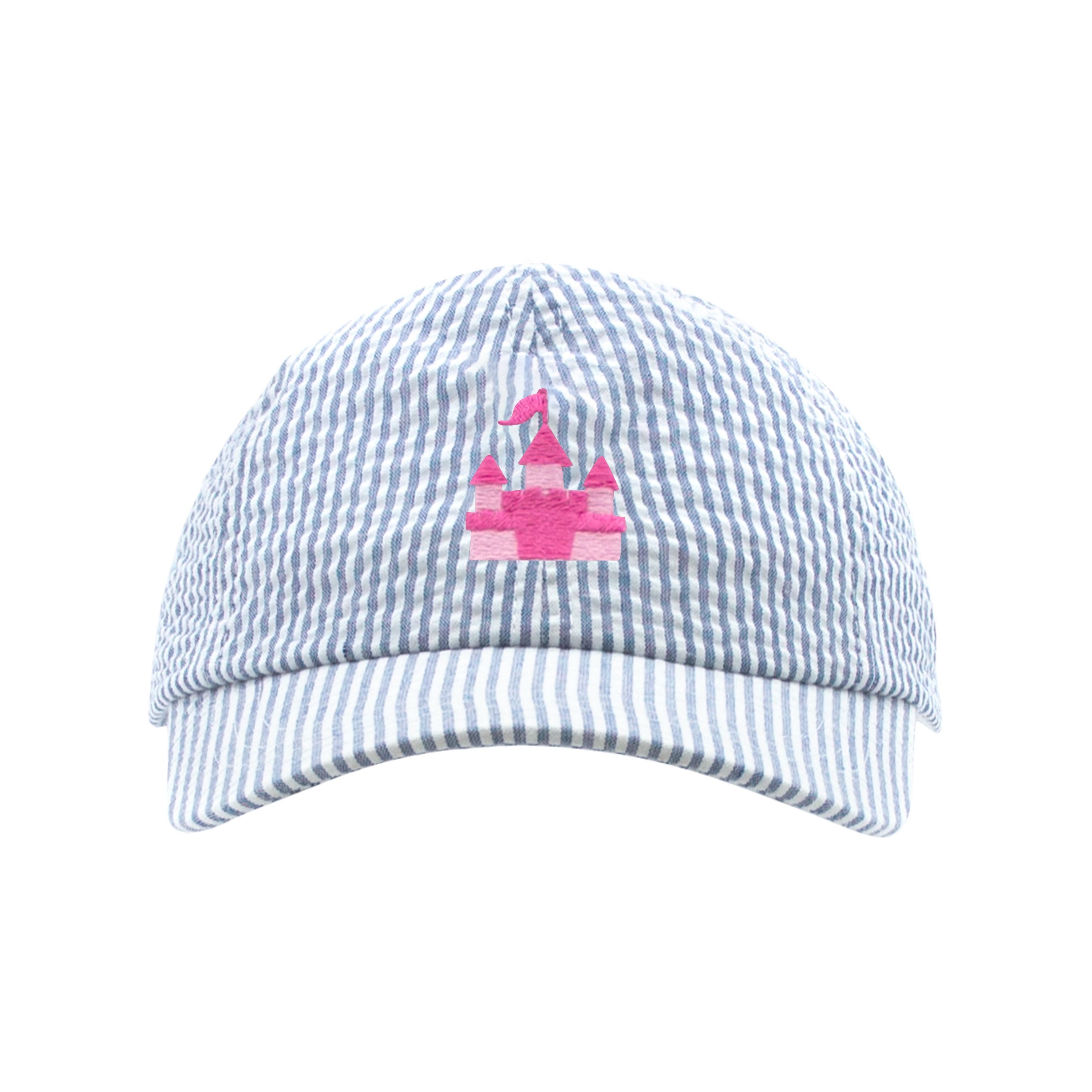 Wee Ones Girl Embroidered Seersucker Ball Caps