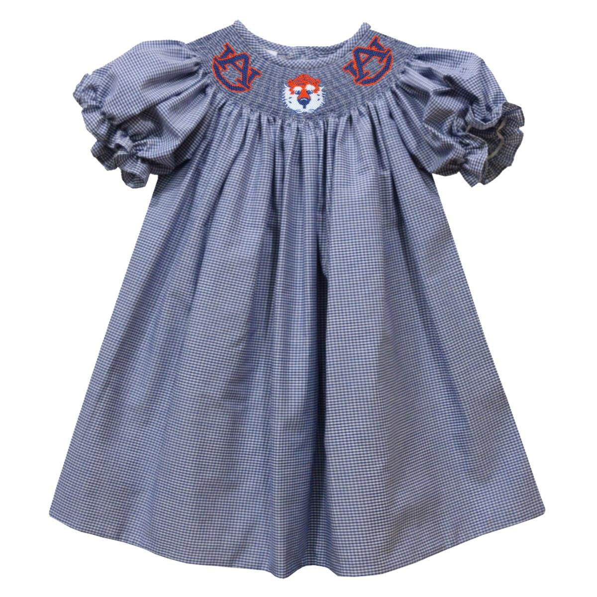 Vive La Fete Auburn Smocked Bishop Dress Navy Gingham 5107